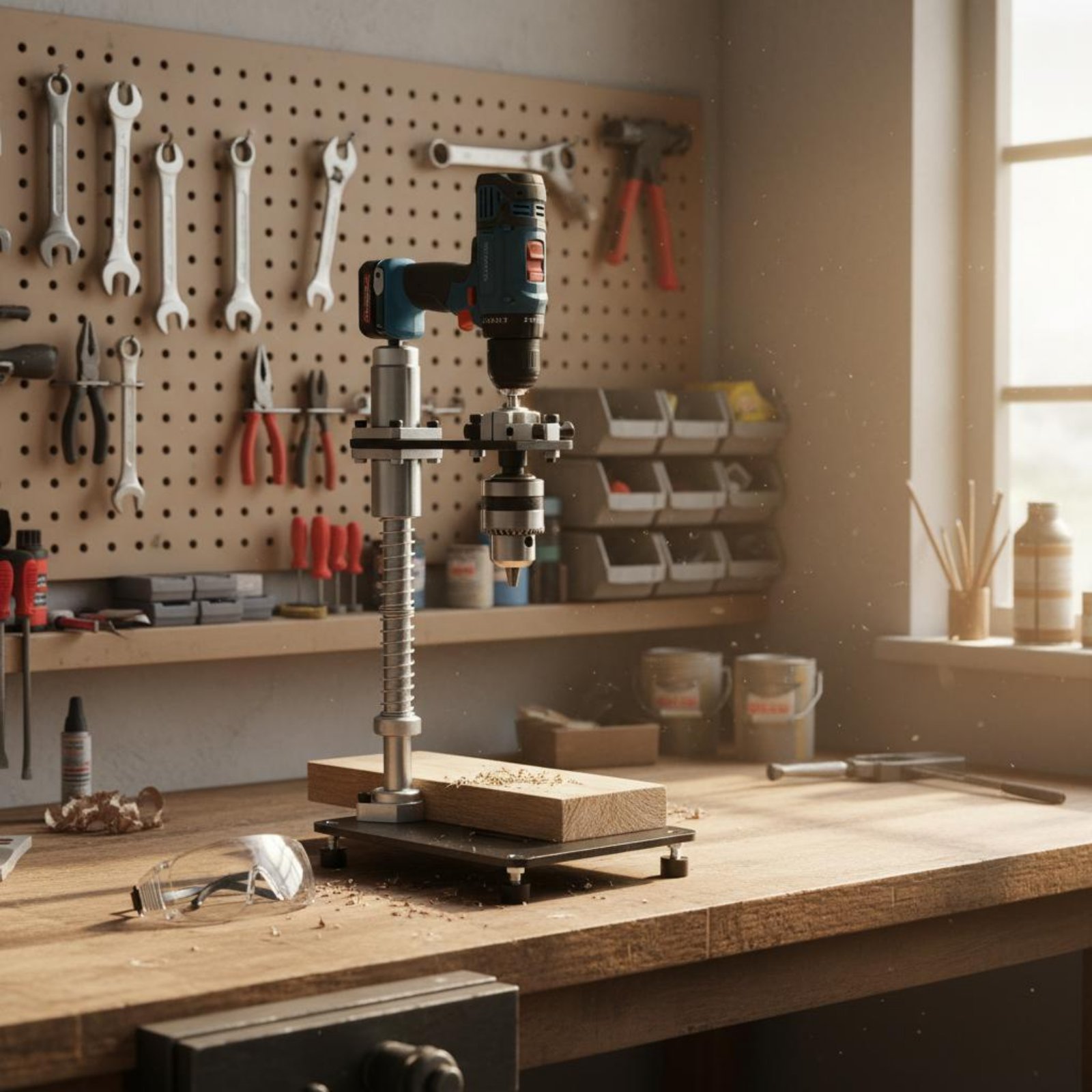 Power Tools Guide - Penyangga Bor Tangan Stabil dengan Penjepit,