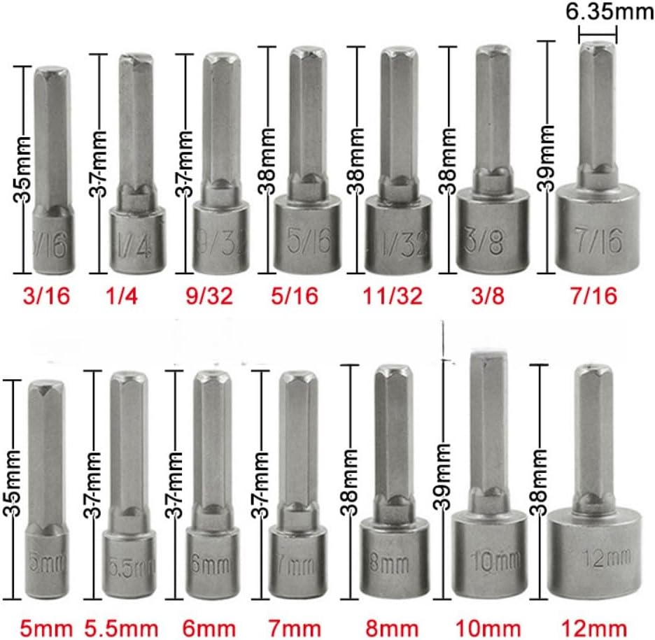 9/14pcs Hex Shank Power Nut Dr - Power Tools Used ulasan dan harga