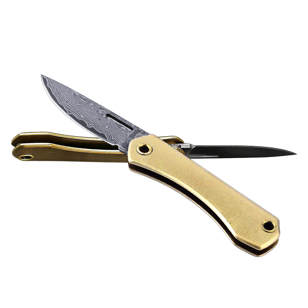 Pisau Lipat Mini Baja Damascus - Power Key Tools ulasan dan harga