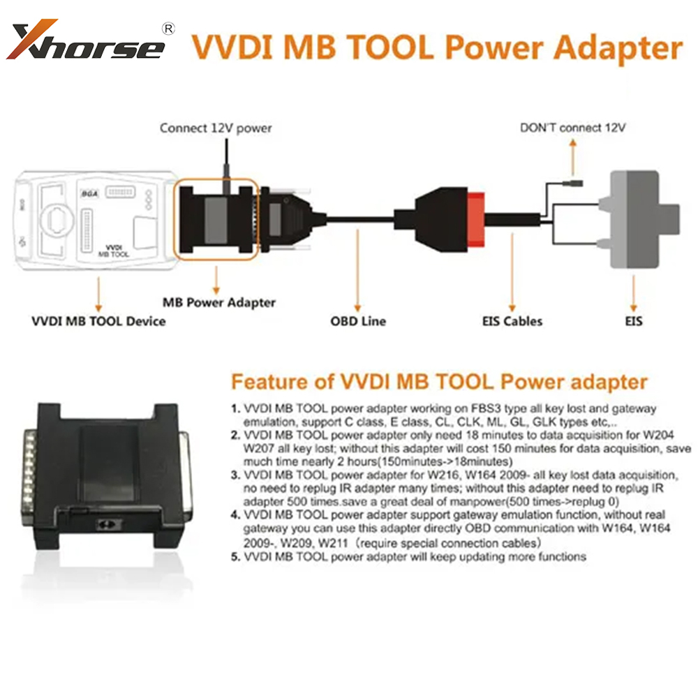 Adaptor Daya Xhorse VVDI MB BG - Power Key Tools ulasan dan harga